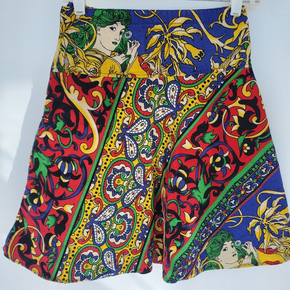 Multicolor Floral Print A-line Skirt
